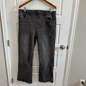 Betabrand Women’s Yoga Denim Bootcut Jeans Black Wash Pull On Sz XL Petite